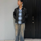 皮革×尼爾襯衫×牛仔王道...