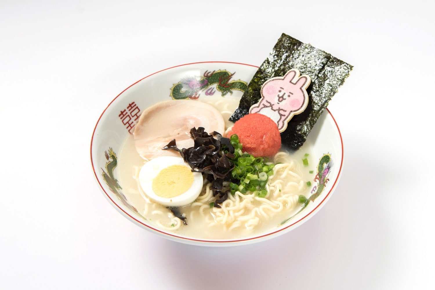 明太子が好きすぎて頭から突っ込んでいったピスケを助けようと頑張るうさぎの博多ラーメン