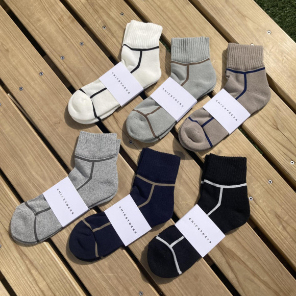 【자신용으로도, 기프트에서도◎】CHICSTOCKS： 라인 시리즈 앵클루죠