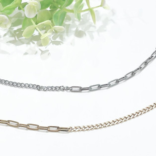 ステンレス　切替チェーンブレスレット