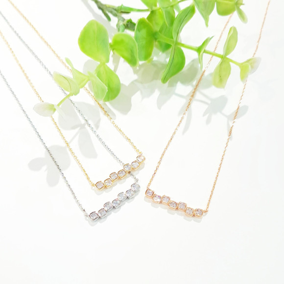 スクエアストーン両づりネックレス