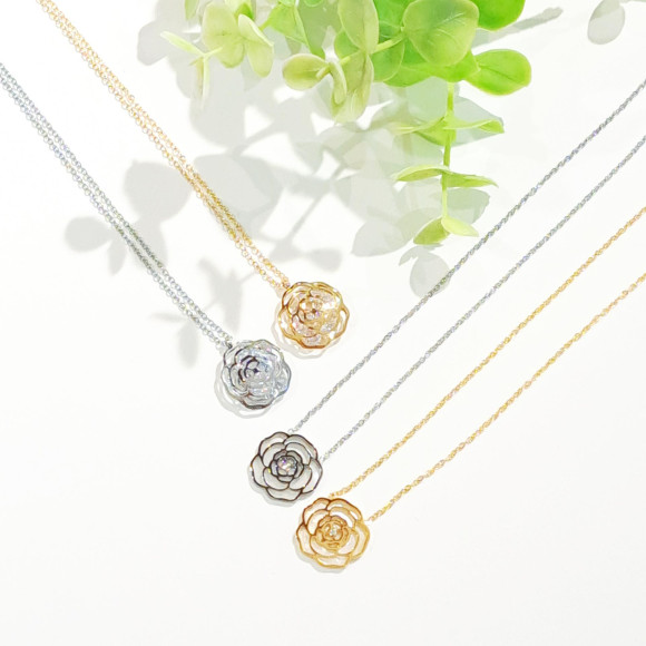 ローズステンレスネックレス