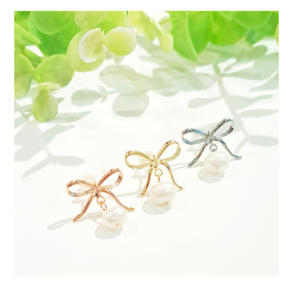 ต่างหูริบบิ้น x ไข่มุกน้ำจืด