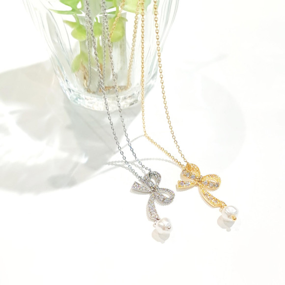 絲帶×珍珠項鏈