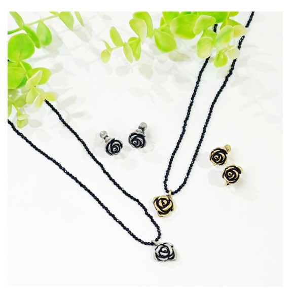 古董玫瑰项链耳环