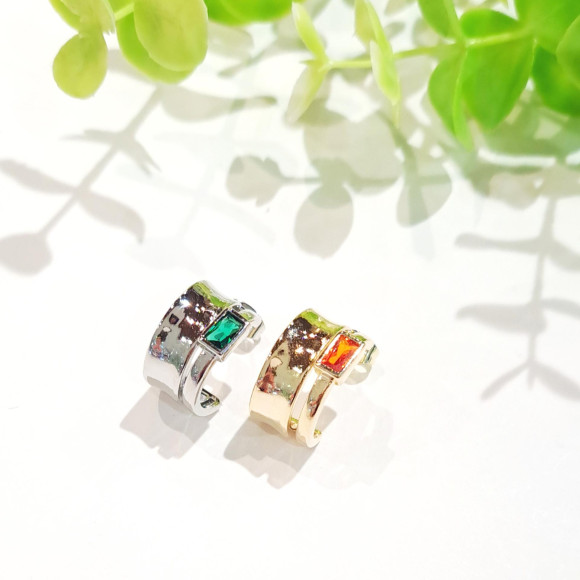 메탈×컬러 스톤 피어스