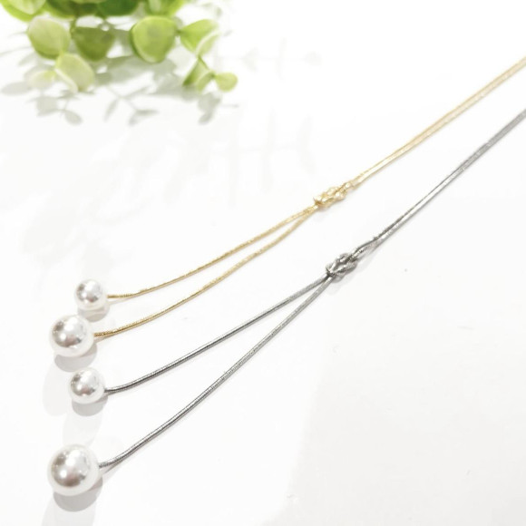 สร้อยคอโลหะยาว x ไข่มุก