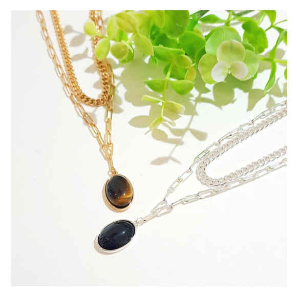 สร้อยคอหินธรรมชาติ 2 ทาง