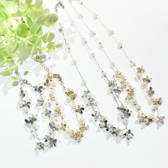 สร้อยคอ/สร้อยข้อมือดอกไม้ไข่มุก