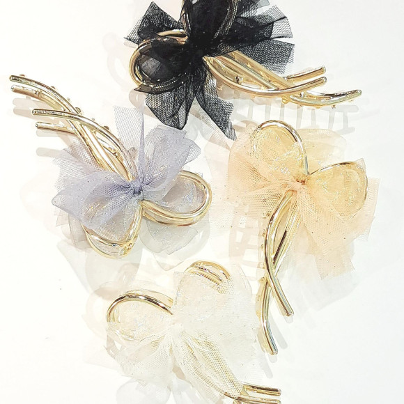 メタル×メッシュリボンバンスクリップ