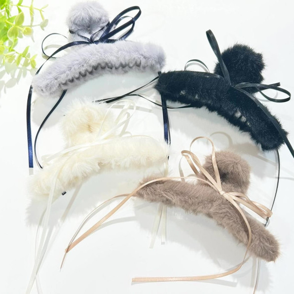 ファーリボンバンスクリップ