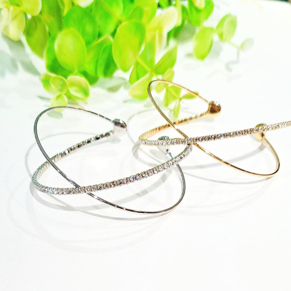 Rhinestone cross bangle