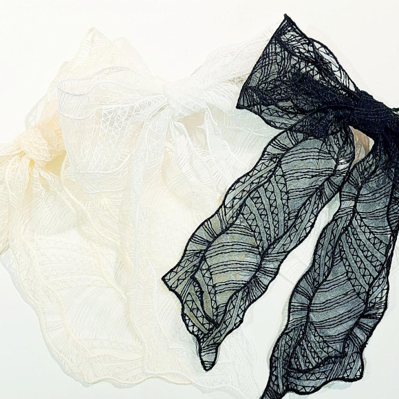 柄レース リボンバレッタ