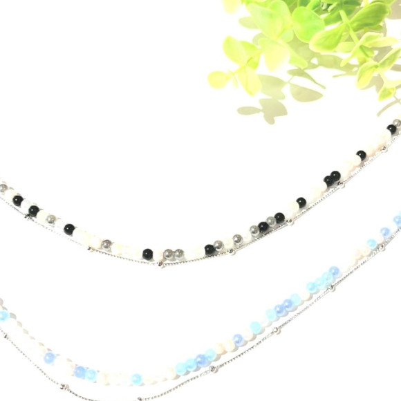 ビーズ×チェーンネックレス