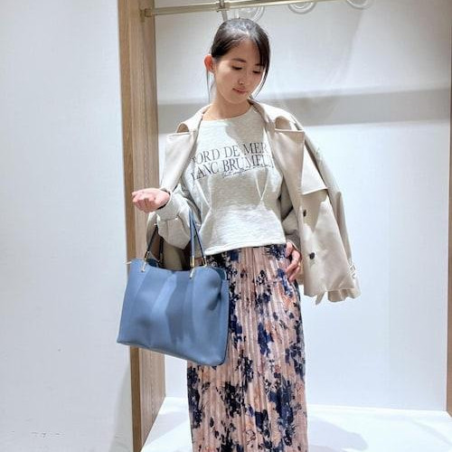 ウエストタックスウェット×花柄プリーツスカート