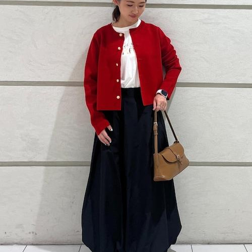 밀라노 리브 카디건×벌룬 스커트 클래식 코데