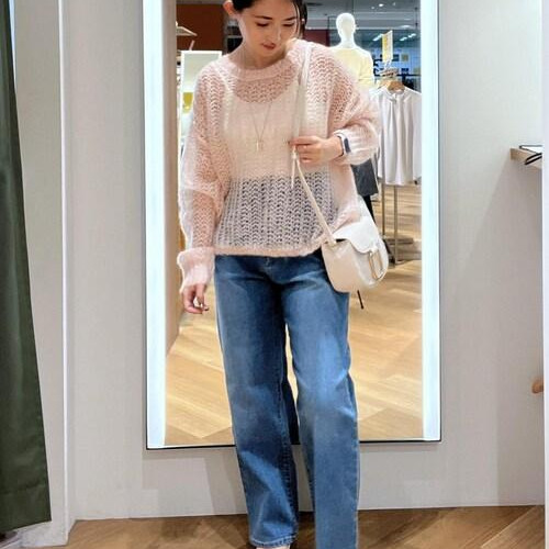 시아모헤어혼 니트풀오버×스트레이트 데님