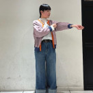 ラグランスリーブと短めの袖のた...