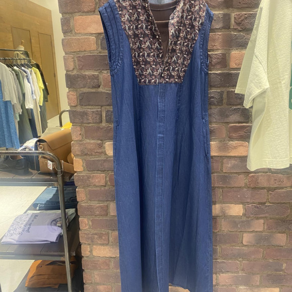 ชุดเดรสยาวผสมผ้าเดนิมลายเพสลีย์