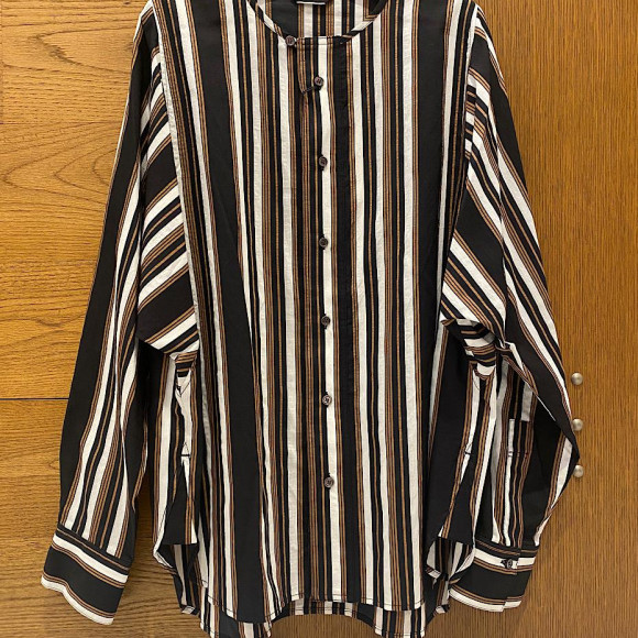 เสื้อเชิ้ตลายทางผ้าฝ้ายไลโอเซลล์พร้อมผ้าพันคอ