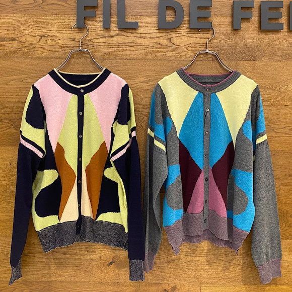 5colorインターシャショートカーデ