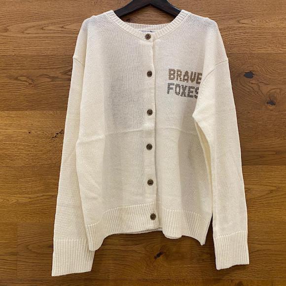 Fox embroidery crew neck cardigan