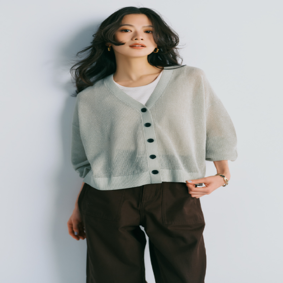 GLOBAL WORK☆洗えるドライメッシュカーディガン