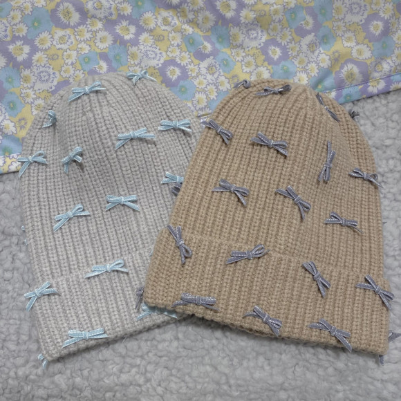 リボンがキュート♡ニット帽