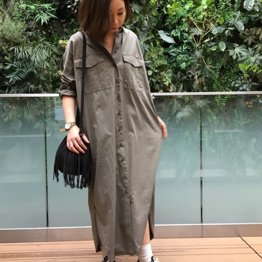 大人気◆ミリタリーシャツワンピース