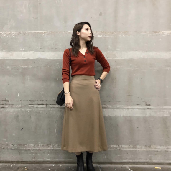 ロングスカート × ショートブーツ