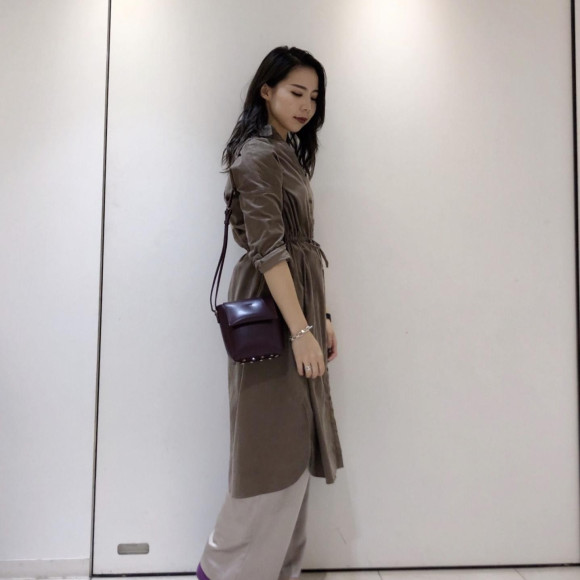 コーデュロイシャツワンピ