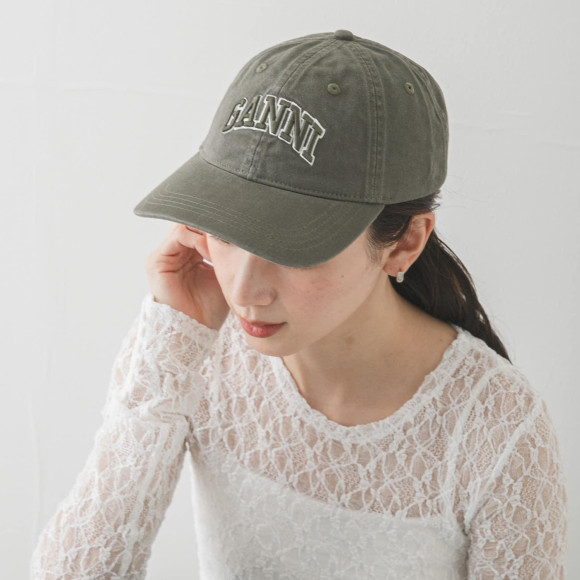 GANNI　WASHED COTTON CANVAS CAP