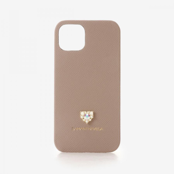 ハートビジュー付きiPhone13用ケース