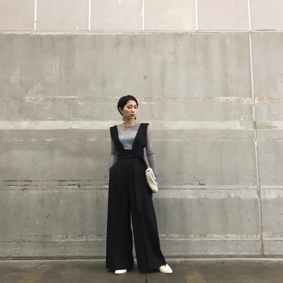 new ストラップワイドパンツ