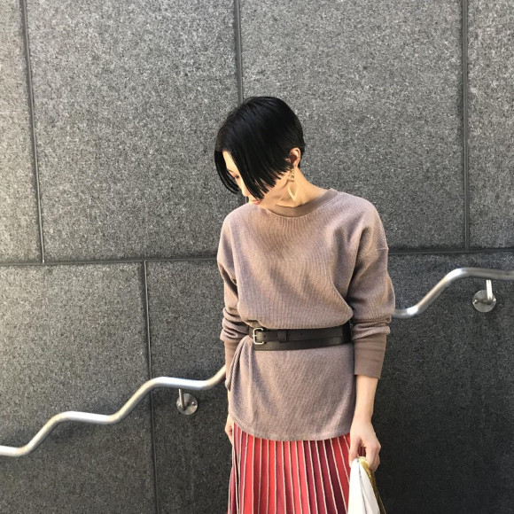 new ワッフルオーバーロングTシャツ
