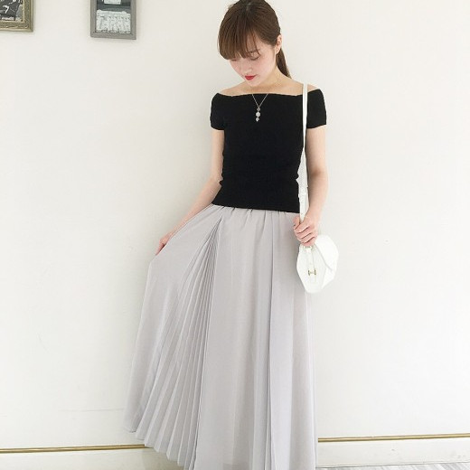 Summerトライアングルプリーツマキシスカート