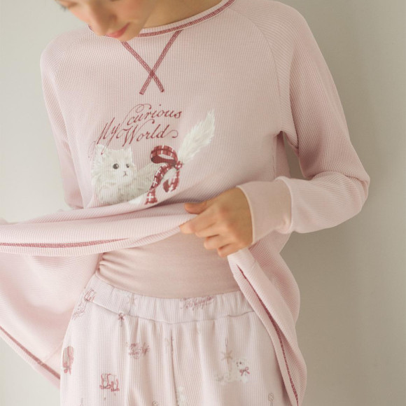 【코튼 혼잡】복밥 첨부로 온활하게!코스파 발군, 인기의 와플 파자마.