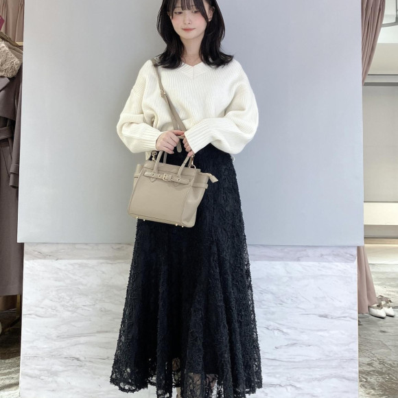 バックリボンゆるニット