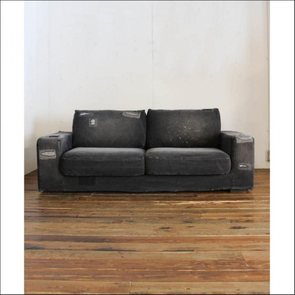 【ご予約受付中！】FRANKLIN SOFA 2P BLACK Damage DENIM