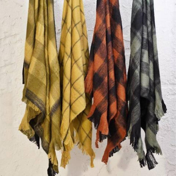 BLANKET CHECK 100X200 ブランケット ストール ひざ掛け 013