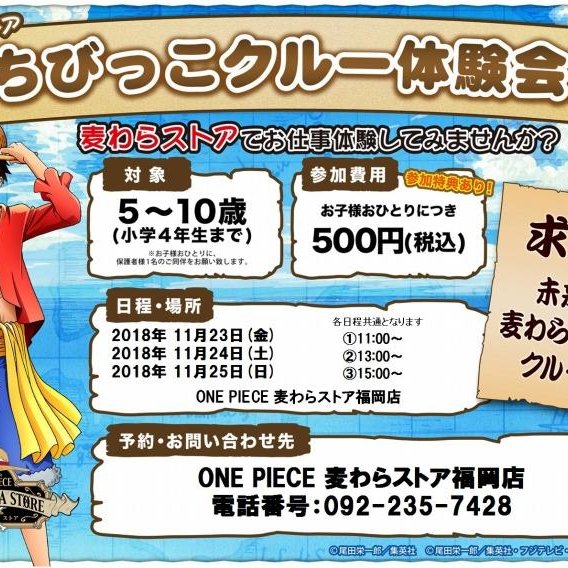 【イベント】ちびっこクルー体験会参加者募集中！
