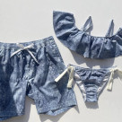 デニムプリントのオシャレメンズ水着♪【福岡水着　天神水着　リゾート水着　ALBOVE　ヨガ　ジム　PEAK & PINE　メンズ水着】