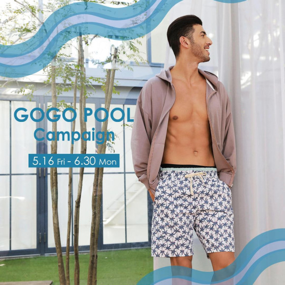GOGO POOLキャンペーン開催中♪【福岡水着　天神水着　リゾート水着　ALBOVE　ヨガ　ジム　PEAK & PINE　メンズ水着】