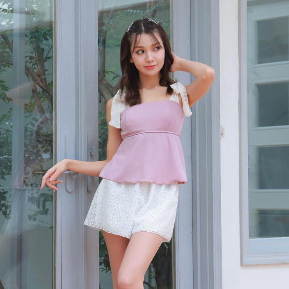 Super cute with shoulder ribbon and pastel color ♡ [Fukuoka Swimsuit Tenjin Swimsuit Resort Swimsuit ALBOVE Yoga Gym PEAK & PINE Men Swimsuit]