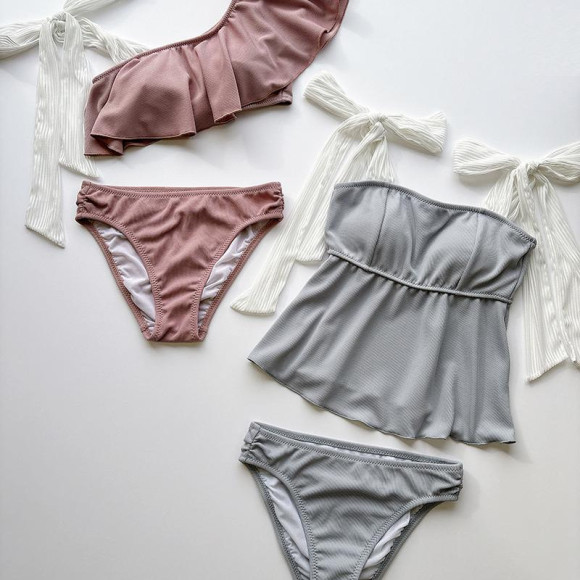 肩のリボンとパステルカラーで可愛さ抜群♡【福岡水着　天神水着　リゾート水着　ALBOVE　ヨガ　ジム　PEAK & PINE　メンズ水着】