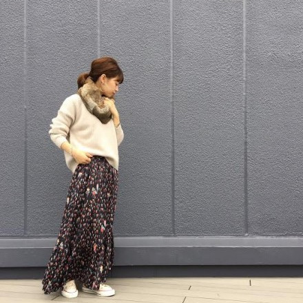 カシミア混畦クルーネックプルオーバー
