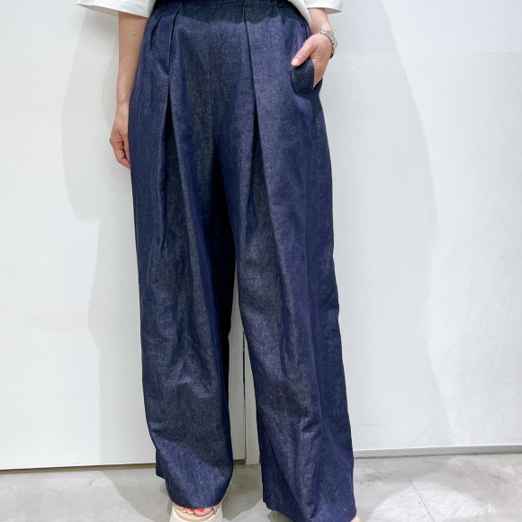 【De bon coer】デニムタックワイドパンツ