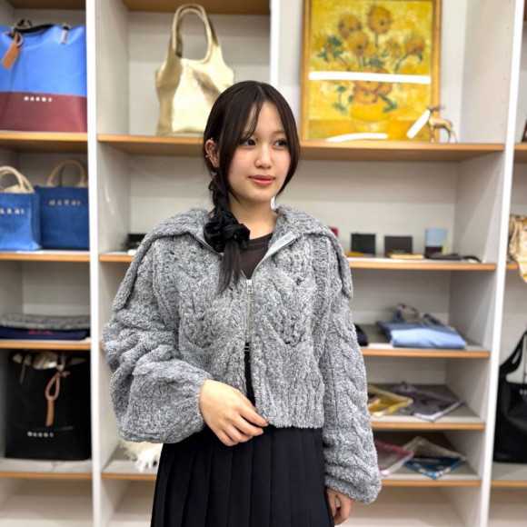 【COEL】 Big color hand knitted zip cardigan