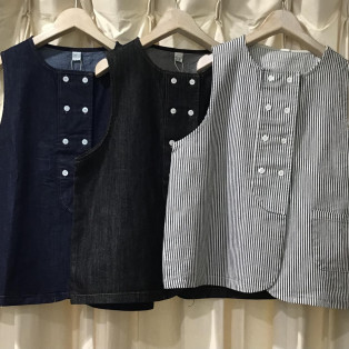 Wボタンデニムベスト