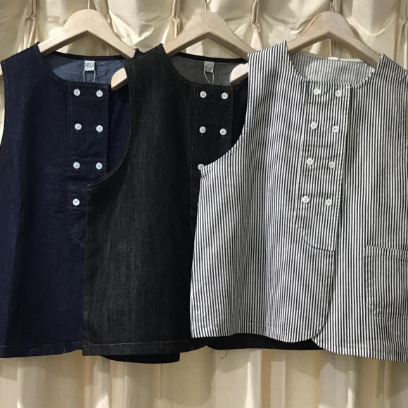 Wボタンデニムベスト